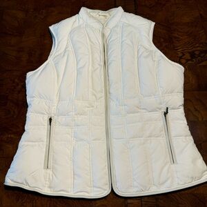 Eddie Bauer Puffer Vest Women's L Cream Color Fill Goose Down